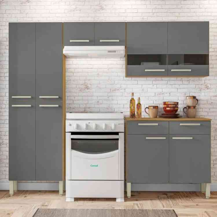 2936-Cozinha Compacta Nala 10P2G Freijo/Gris Kits Parana