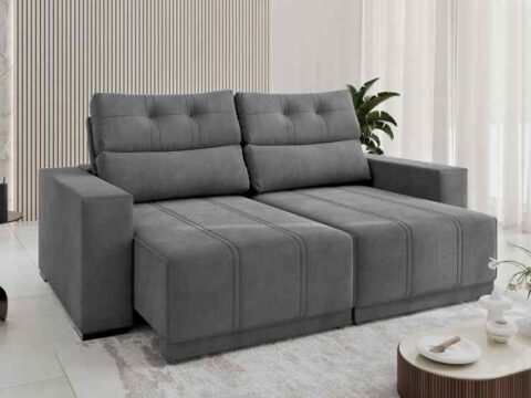 3794.264112-Estofado Retratil e Reclinavel Royale 200 2x100 Veludo Grafite Viero - foto 2