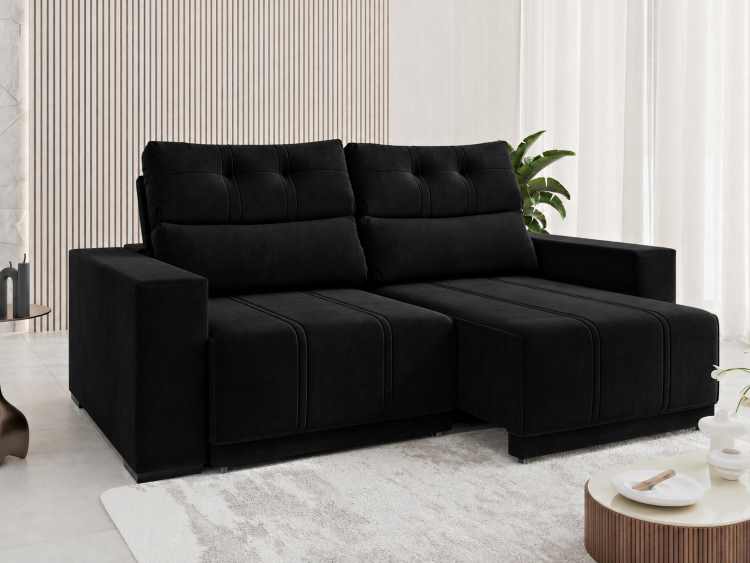 3794.265749-Estofado Retratil e Reclinavel Royal 200 2x100 Veludo Preto Viero
