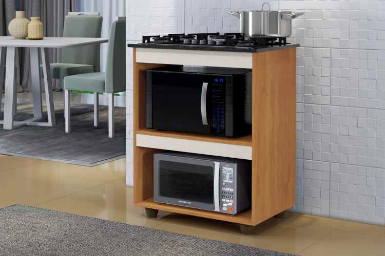 Balcao Turim para CookTop 5 Bocas Naturale/Off White Kaiki
