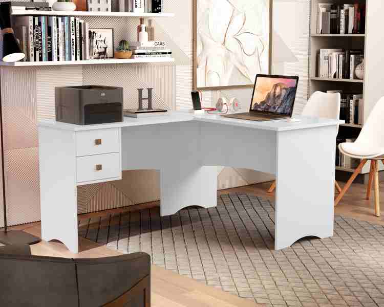 Escrivaninha Paris em L 150-120 2G Branco Maria Moveis