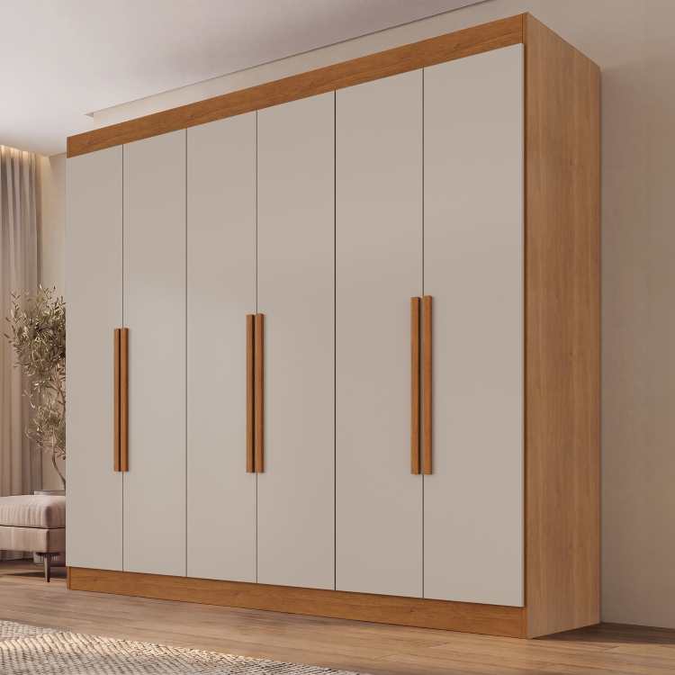 18686-Roupeiro Roma 6P2G Cinamnomo/Off White Salleto
