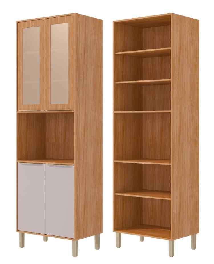 32630.71 – Torre Quente Cristaleira Divina 70 4P, sendo 2P Vidro Reflecta Cinamomo/Off White MGM Moveis