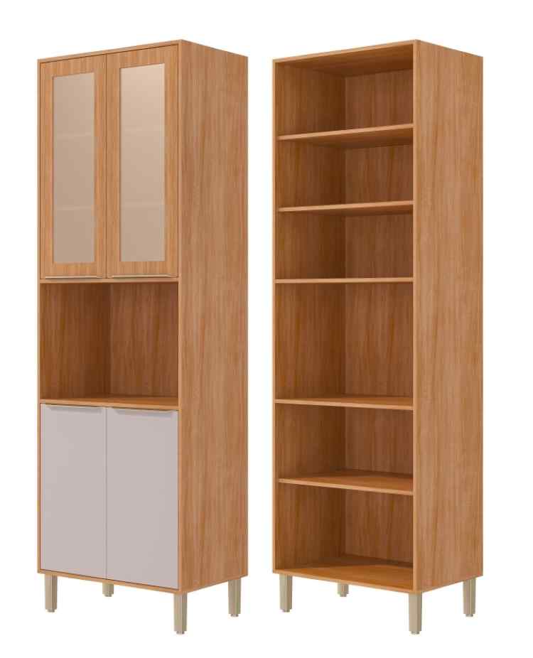 32627.71 – Torre Quente Cristaleira Esplendida/Celeste/Aurea 70 4P sendo 2P Vidro Reflecta Cinamomo/Off White MGM Moveis