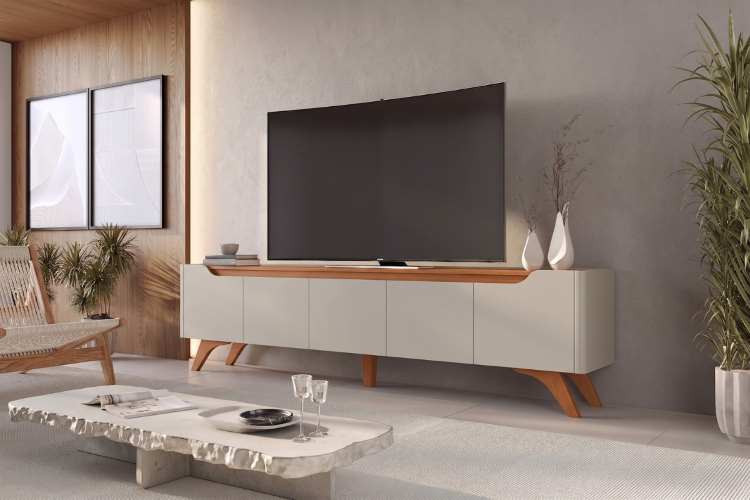 11843.157 – Rack Atenas 180 4P Off White/Naturale Mavaular Moveis