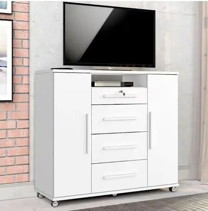 Comoda Sapateira Versatil 4G2P Branco Absoluto Zanzini Moveis