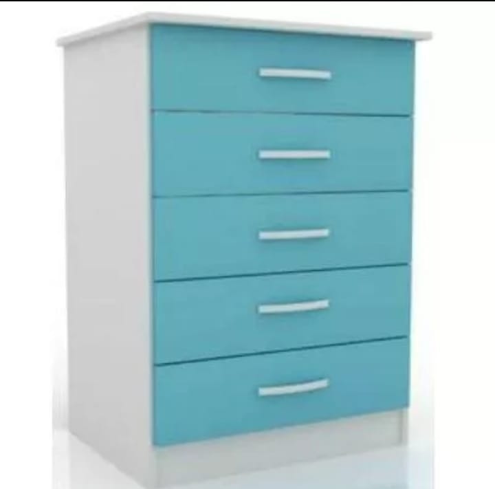 Comoda Valenca.Saquarema 5G Branco com Azul AS Moveis