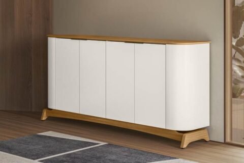 Balcao Buffet Serena 4P Off White/Ipe Damasco New Ceval