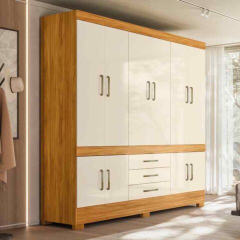Roupeiro New Murano 10P3G Cinamomo Touch/Off White Demobile Moveis