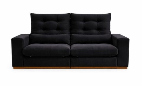 Estofado Retratil Reclinavel Toronto 290 2x120 mais 25cm Brc com Pillow 25cm Veludo Suede Preto Bia Estofados