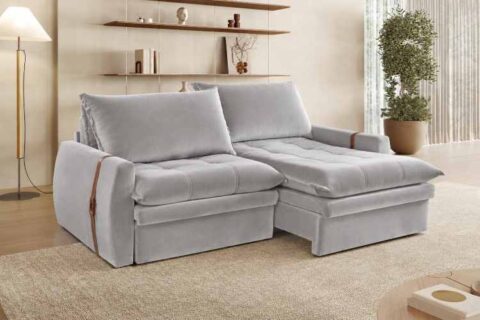 Estafodo Retratil Reclinavel Star 26 220 Living Bau Molas Ensacadas Pillow 12cm Veludo Inca Prata Starten
