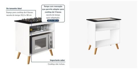 Balcao Parma para CookTop 4 e 5 Bocas Branco Kaiki - foto 2