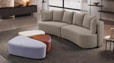 Sofa Madero Organico 3 Lugares Tecido Boucle Mescla Marrom 2602-A Luxury